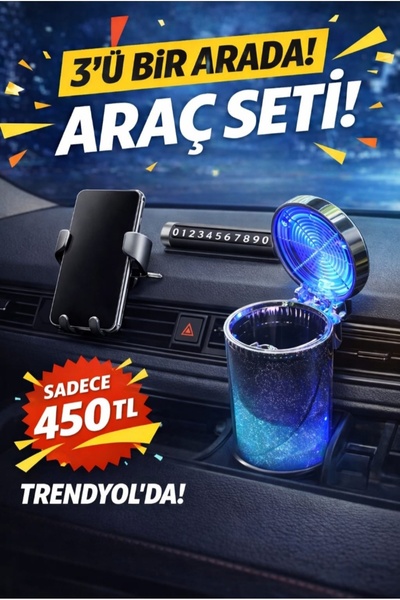 Home Araç İçi Kokusuz Işıklı Kapaklı Küllük, Yeni Yönetmeliğe Uygun Telefon T...