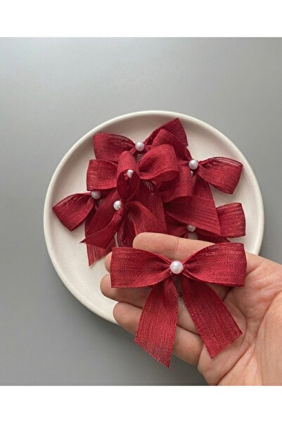 Massaltay Pearled K Linen Ribbon Bow 15 Pieces Wedding Candy Henna Baby Showe...