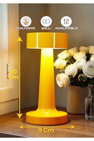 Brokoli Home Avec Dokunmatik Masa Lambası 3 Işık Renkli Dim Ayarlı Şarjlı Mas...