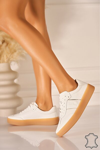 Joana Sneakerși albi din piele naturală Macaria 41