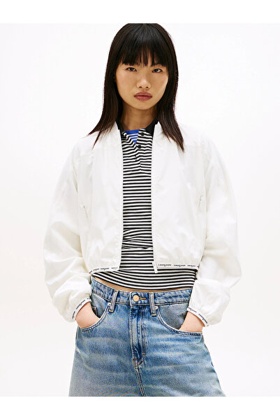 Tommy Hilfiger Tjw Logo Piped Bomber Women's White Jacket Dw0Dw22323Ybl