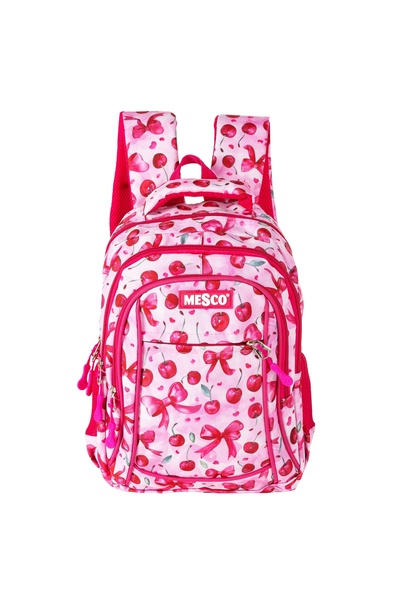 Mesco Ghiozdan scoala 4 compartimente, Model Cirese, Roz, 38 x 26.5 x 12 cm