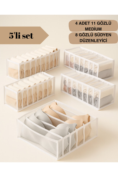 Saatistan 5'li Çekmece ve Südyen Düzenleyici Set, Pratik ve Şık Organizerler