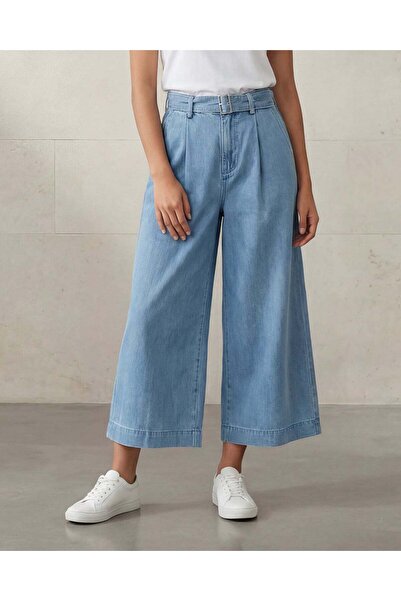 REDTAG Women Blue Belted Wide Leg Jeans