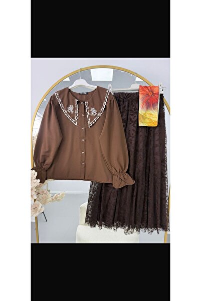 YILMAZBARMAZ costum de damă din două piese cu fustă din tul