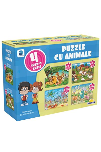 Noriel Puzzle 4 în 1, Jocuri cu zâmbetul pe buze, Animale (8, 12, 16, 24 piese)