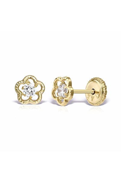 MOSV Small Earrings for Kids, 14 KT Gold, Safety Closure