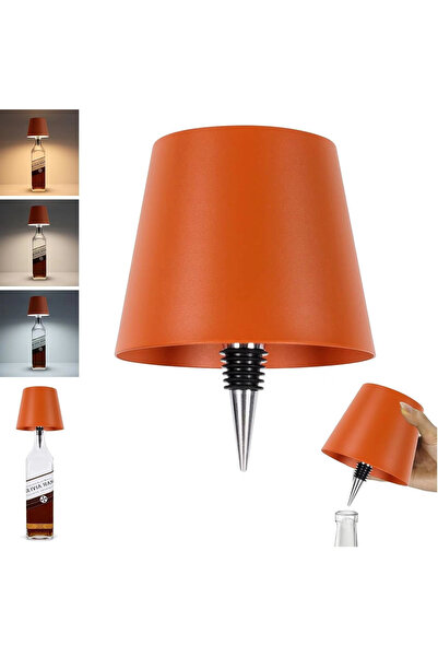 bakgelal Dekoratif LED Şişe Lambası Başlığı Turuncu – Şişeye Takılan Abajur A...