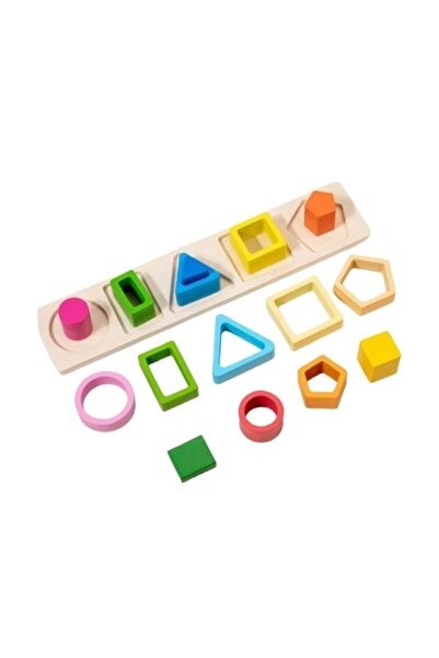 Avaleea Montessori Sorting Toy, Wooden, Puzzle Type, with 5 Asymmetrical Shap...