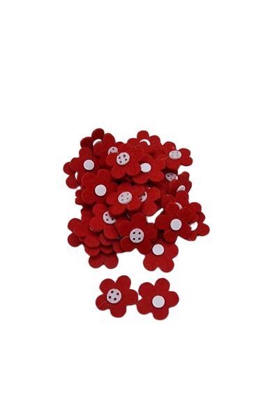 decotoys Figurina fetru floare 50/set roșii 3cm