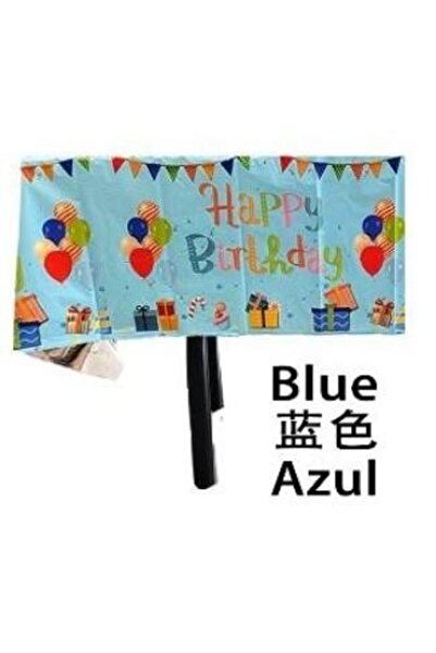 Avaleea Foil tablecloth, Happy birthday, blue+137*183cm
