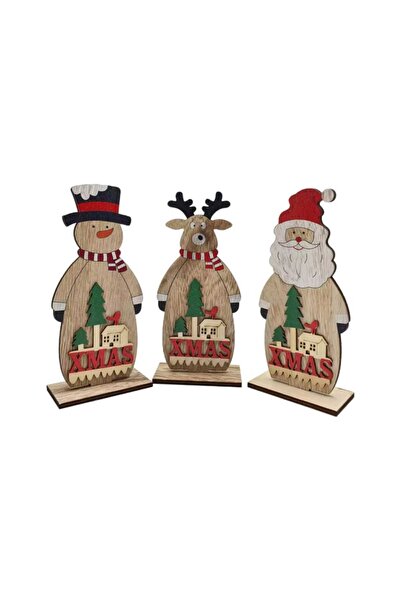 decotoys Ornament lemn Craciun 3/set