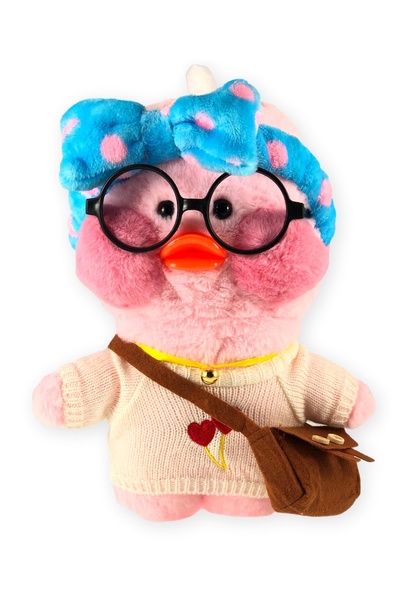 Avaleea Jucarie de plus Rata LalaFanfan 30 cm, roz cu hainute si accesorii