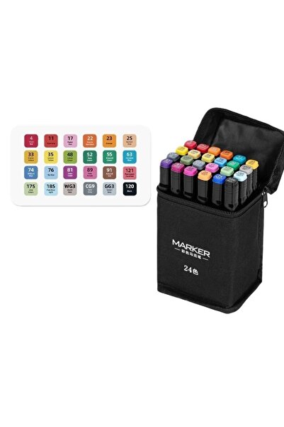 Avaleea Set of 24 Markers, Oil-Based, Double-Ended, Thin 1mm and Thick 6 mm, ...