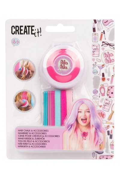 Create It Set accesorii si creta pentru colorarea parului, Roz, Create It!