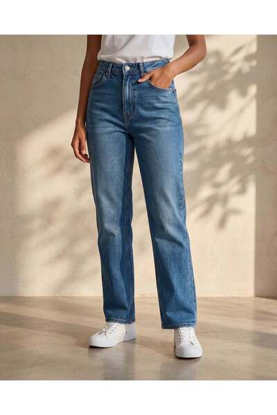 REDTAG Women Blue Straight Fit Jeans