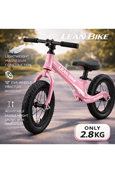LEAN Bicicleta fara pedale MAGNEZIO cadru usor din magneziu roz
