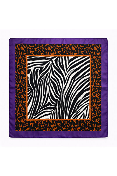 KUMSAL AKSESUAR Leopar Zebra Desenli Fular Bandana 55x55cm