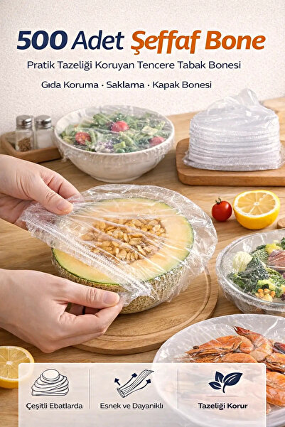 Berdina Home 500 Adet Şeffaf Bone Pratik Tazeliği Koruyan Tencere Tabak Bones...
