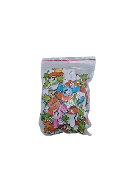 decotoys Ornament din lemn 50/set nasture iepure
