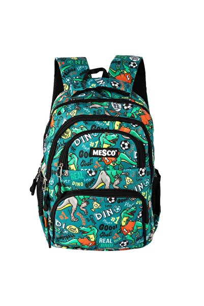 Mesco Ghiozdan scoala 4 compartimente, Model Dinozauri, Multicolor, 38 x 26.5...