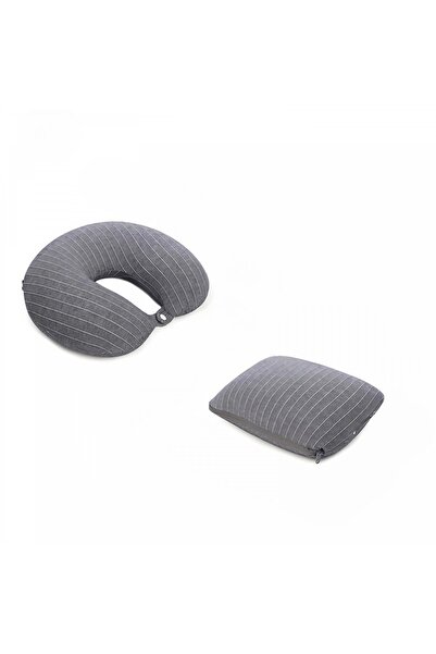 Avaleea 2-in-1 Memory Foam Travel Pillow, Grey