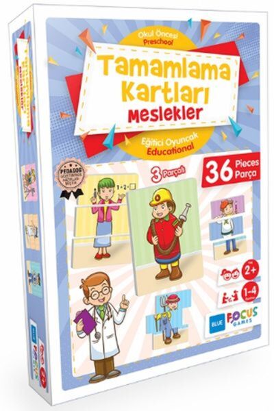ALKASAZ Blue Focus Completion Cards Professions - Educational Games 36 Pieces