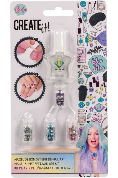 Create It Set de unghii pentru fetite, oja si sclipici 4 culori Create It!