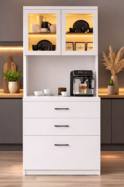 MODENZA Kahve Köşesi Çekmeceli %100 MDF Dolap Çok Amaçlı