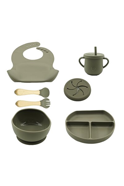 Avaleea Set 8 piese diversificare bebelusi si copii, baveta, farfurie cu vent...