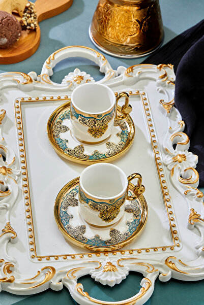 Cooker طقم فناجين قهوة من البورسلين سعة 90 مل لشخصين من رويال كريست CKR3870