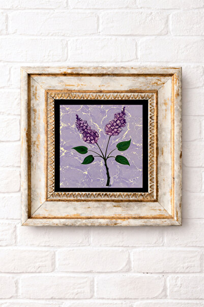 LudenHome Çerçeveli Taş Duvar Dekoru Tablo 20cm X 20cm Ebru Sanatı Tasarımı