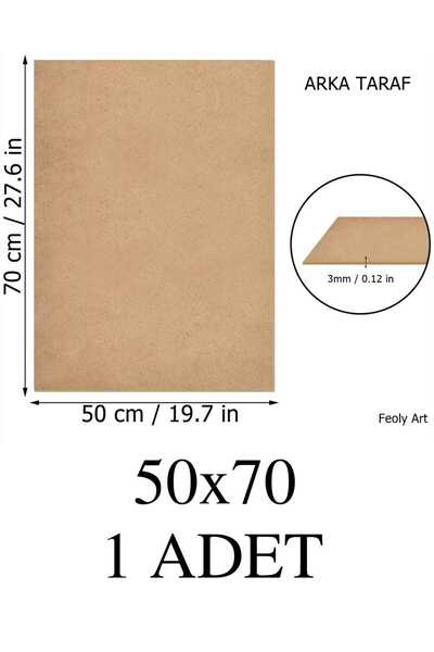 Feoly Art 3 mm 50x70 MDF Duralit Plaka (1 ADET) - Hobi, Maket, Ahşap El Sanat...