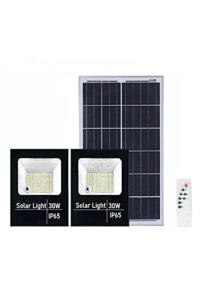 Avaleea Set 2 proiectoare LED SMD 30W cu incarcare solara, panou solar, cu te...