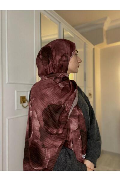 Evascarfs organik müslin çiçek desenli şal