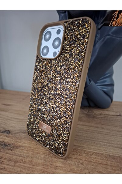 EPRO iPhone 15 Pro Max Uyumlu Simli Taşlı Işıltılı Kamera Koruma Çıkıntılı İç...