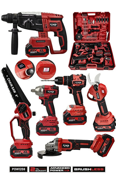 POWER BLACK PRO 21 V Darbeli Kömürsüz 6'lı Set K.D. Hilti-Taşlama-S.S. Sökme-...