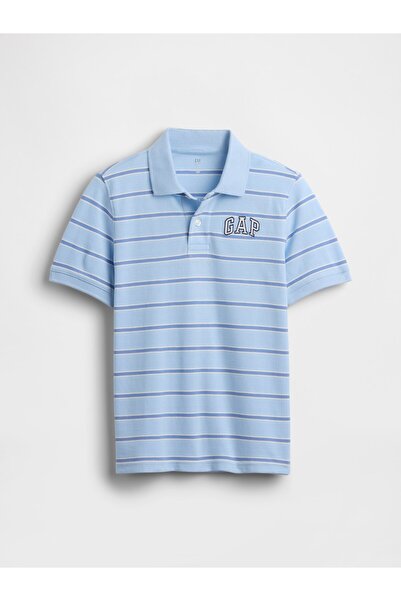 GAP Erkek Çocuk Mavi Logo Pique Polo T-Shirt