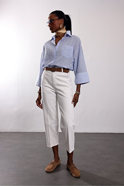 5in1Canpolat Beyaz Yüksek Bel Tensel Baggy Jean 3001