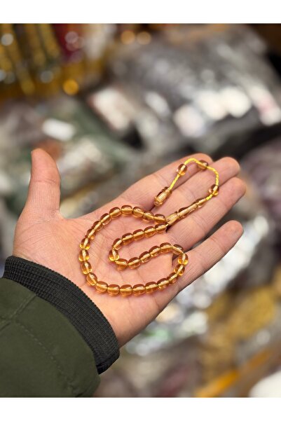 tesbihciniz Transparent Color Fire Amber Prayer Beads – Ankle-Length & Elegan...