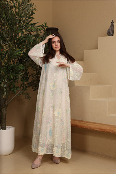 IKKXA Embroidered V-Neck Jalabiya