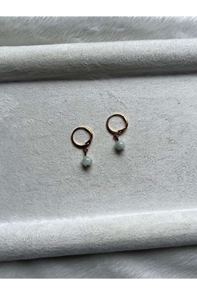 Pel Design Larimar Stone Rose Plated Copper Hoop Earrings Handmade