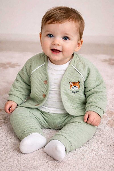 krm kerem bebe طقم قطن قطعة للأطفال الأولاد يتكون من سترة وبنطلون وبدلة بأكما...