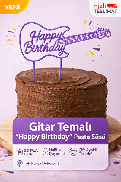 LİYA3D Gitar Temalı Pasta Süsü