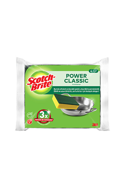 Scotch Brite اسفنجة خضراء كلاسيكية 4 عبوات