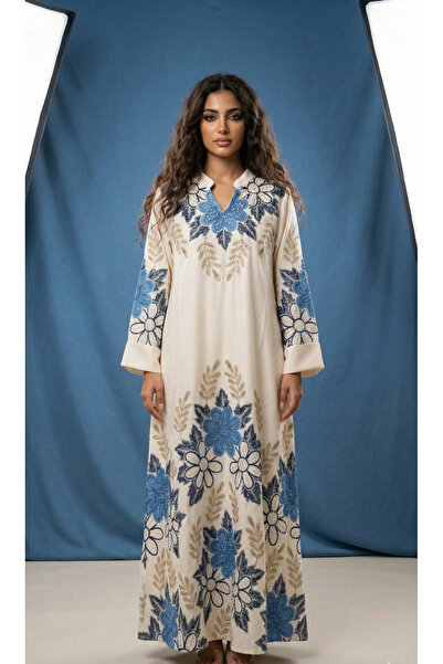 Moda Line Rose jalabiya with shimmering pearl embellishments