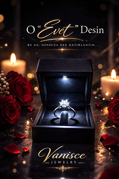 VANİSCE Işıklı Kutuda Pırlanta Tektaş Yüzük Sevgiliye Hediye Evlenme Teklifi ...