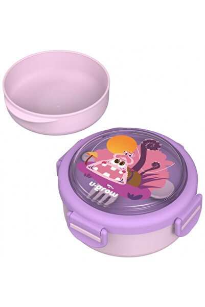 U-Grow Caserola termica cu lingurita si furculita, mov,