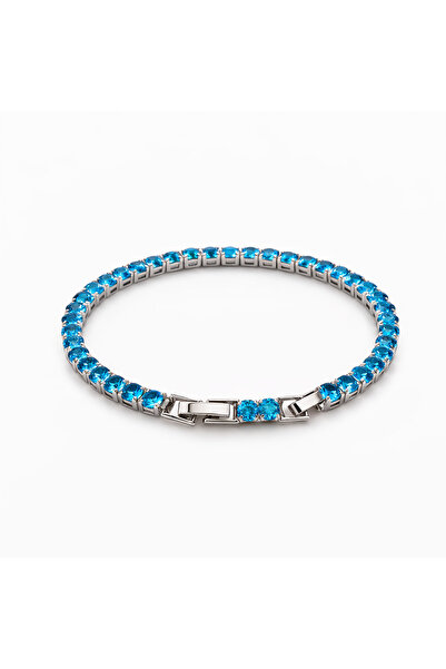 OEM Unisex Blue Stainless Steel Tennis Bracelet, Water Resistant, Gift Box