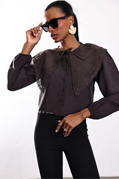 5in1Canpolat Smeđa bebi kragna Čipka paket košulja 0539